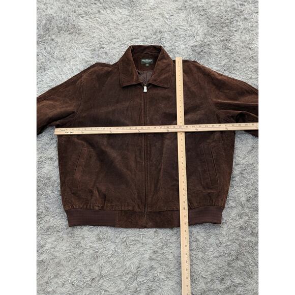 Norm Thompson Mens Brown Suede Leather Insulated Bomber Jacket Size XXL - Picture 12 of 16